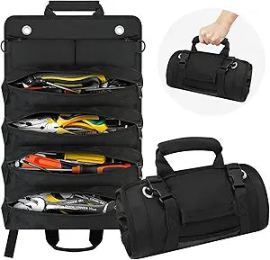 Tool Roll Bag, Small Roll Up Tool Bag with Detachable Pouches