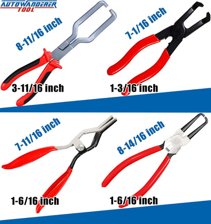 4-in-1 Fuel Line Disconnect Tool: Pliers Set with 80° Pliers, Hose Remover, 9" Fuel Filter Caliper for Auto Maintenance