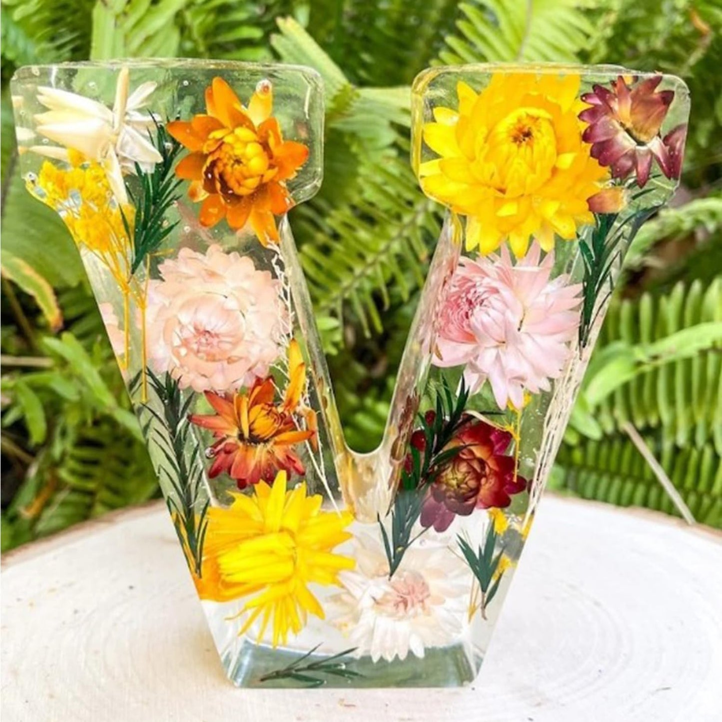 🌸 Handmade Floral Resin Letter LED Night Light ✨ (M)