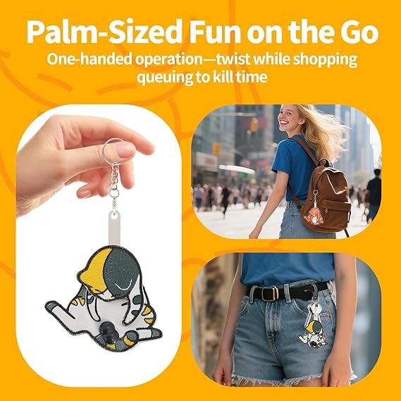 Mischief Cat Interactive Keychain Funny Wiggling Keychain with Rotating Cats Eggs Hilarious Gift for Cat Lovers