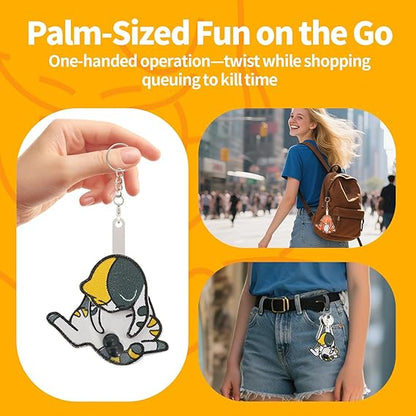 Mischief Cat Interactive Keychain Funny Wiggling Keychain with Rotating Cats Eggs Hilarious Gift for Cat Lovers