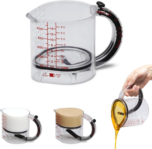 All-in-1 Adjustable Measuring Cup, Metric & Imperial Measurements up to 1 Cup - Black/Clear