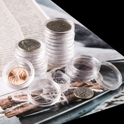 Coin Holders with Foam Gaskets – 5 Sizes (17/20/25/27/30mm) Coin Flips in Plastic Storage Case for Collectors