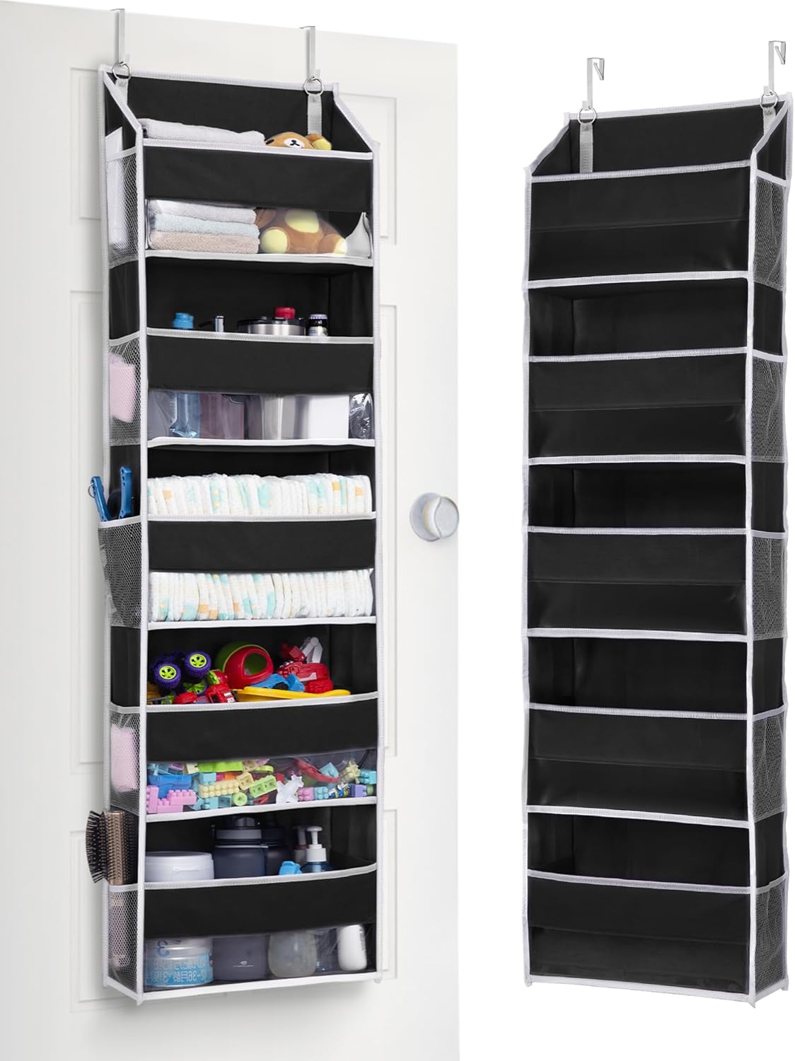 Over The Door Organizer Storage, 5 Shelf Hanging Door Organizer with 5 Large Capacity Pockets