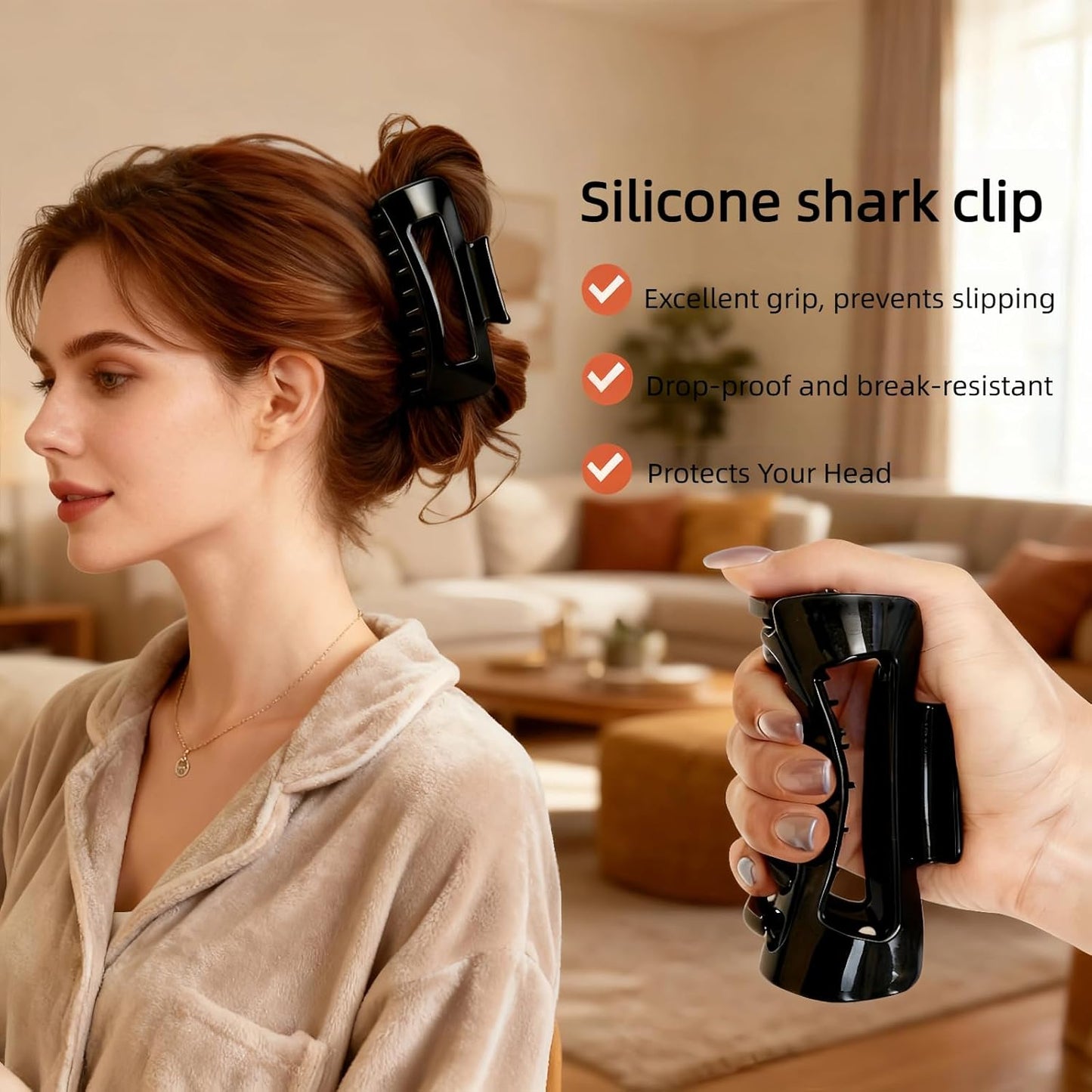 Shark Clip: Shatterproof & Break-Resistant, Hair Claws Protects Head from Impact