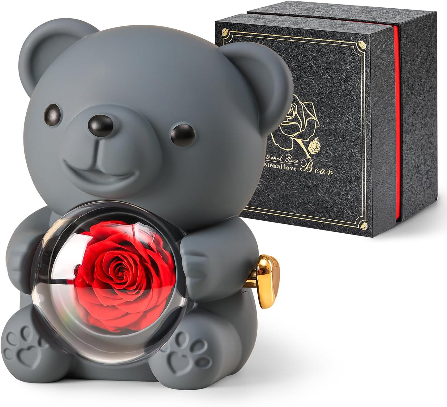Cute Teddy Bear with Preserved Rose