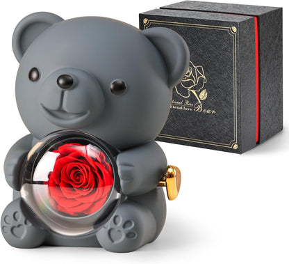 Cute Teddy Bear with Preserved Rose