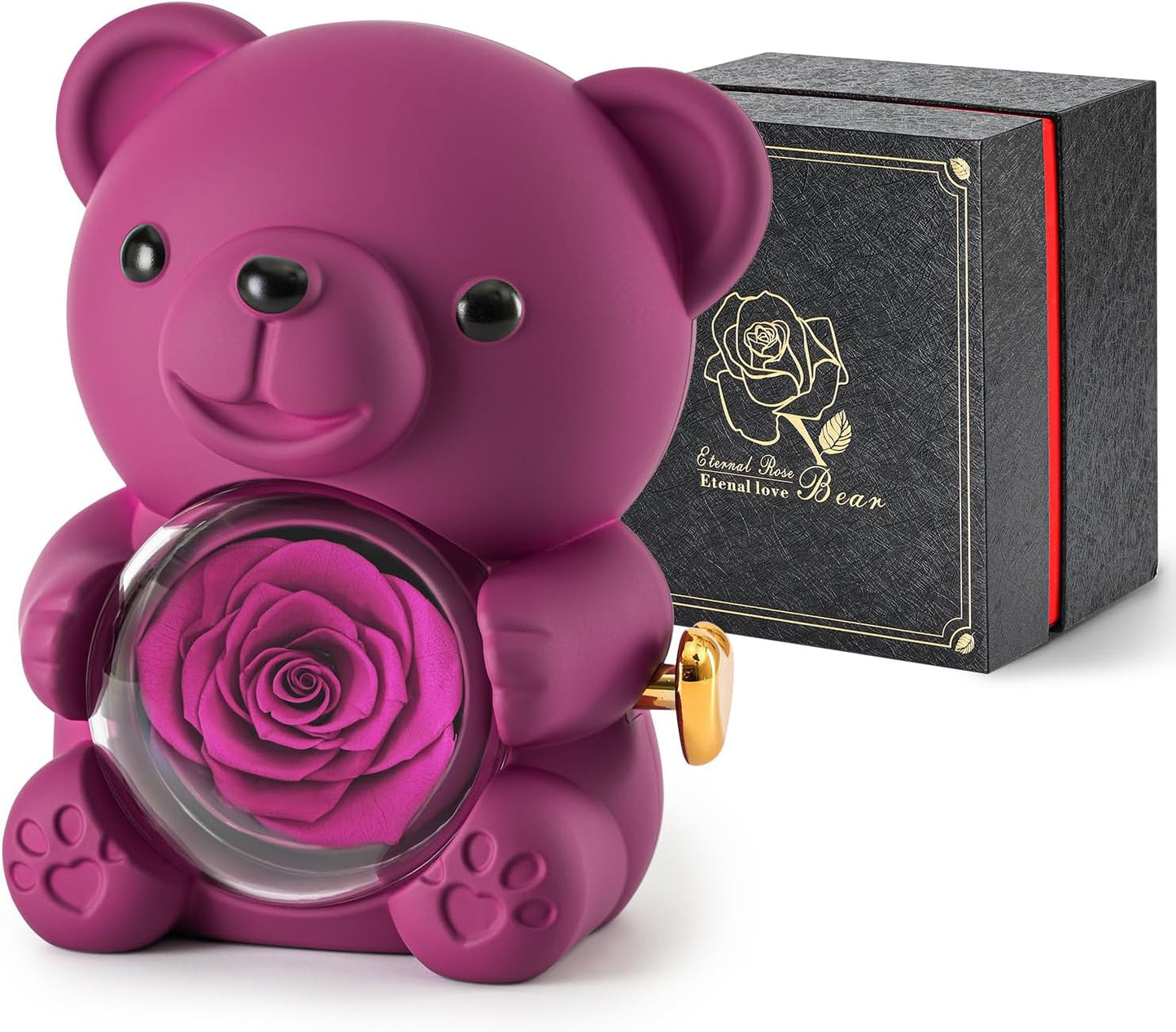 Cute Teddy Bear with Preserved Rose