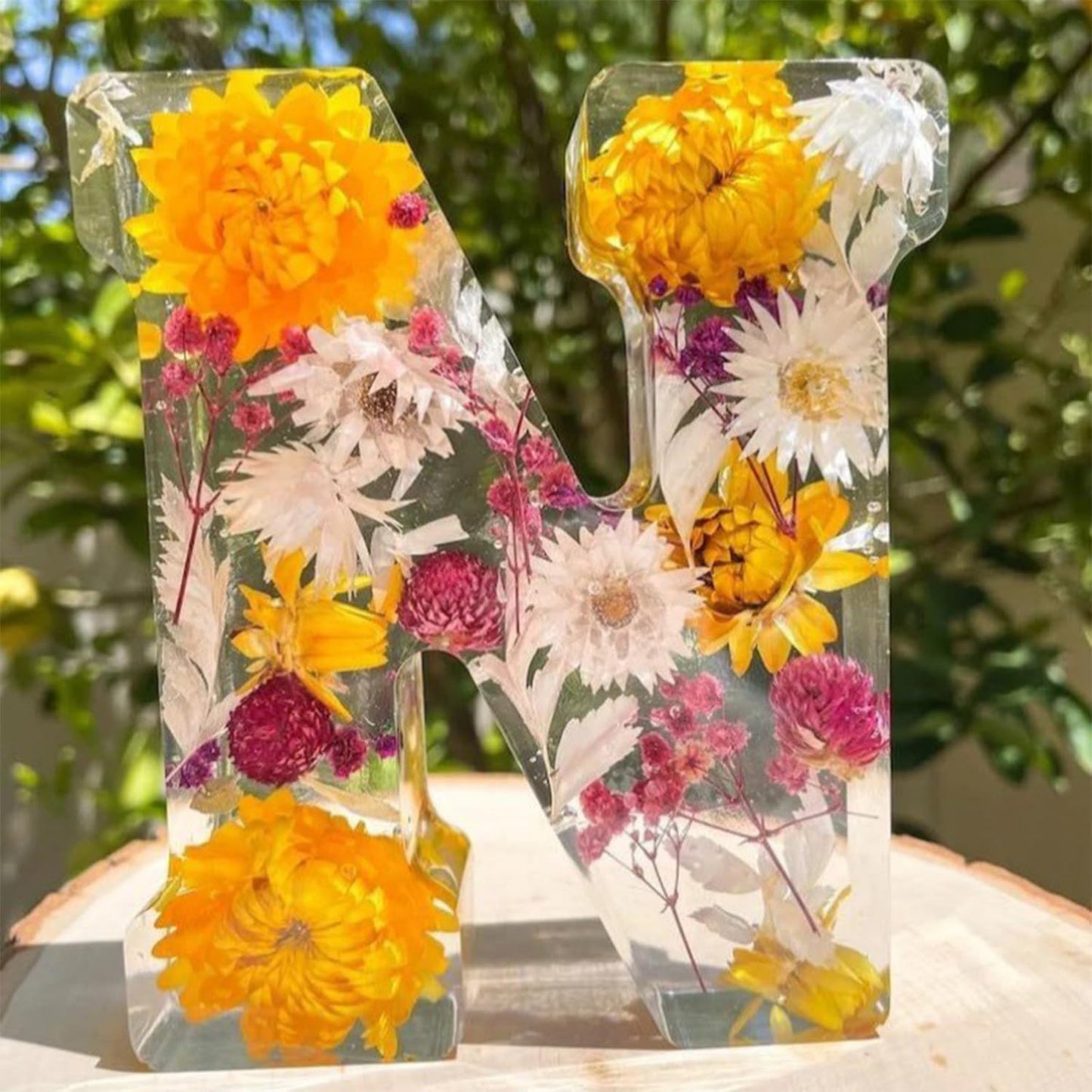 🌸 Handmade Floral Resin Letter LED Night Light ✨ (M)