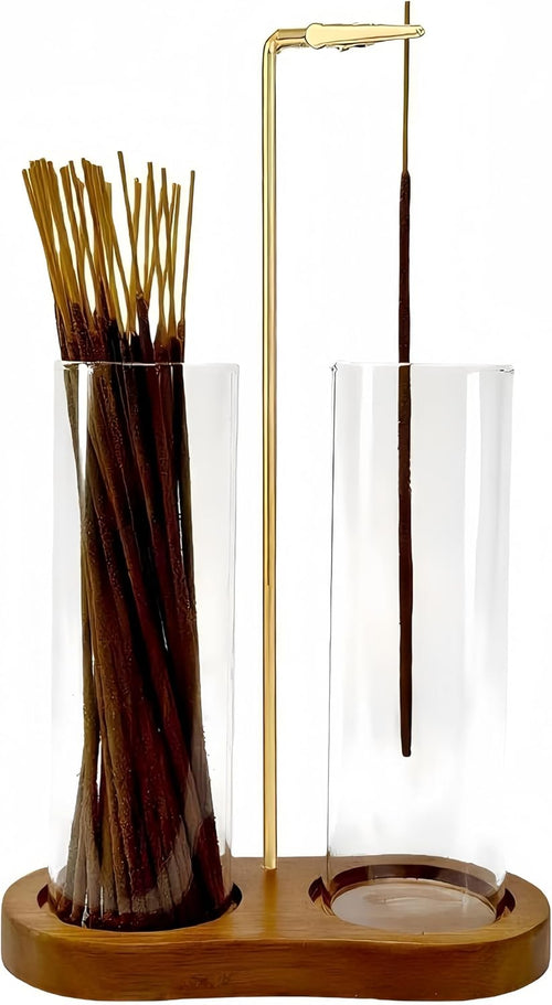 Glass Incense Holder, Incense Sticks Burner Holder with Storage
