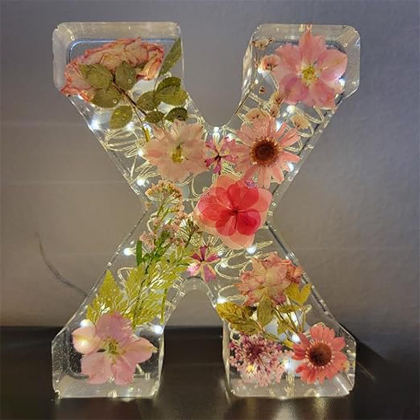 🌸 Handmade Floral Resin Letter LED Night Light ✨ (M)