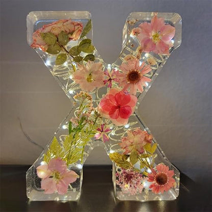🌸 Handmade Floral Resin Letter LED Night Light ✨ (M)