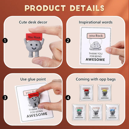 25 Pcs Mini Rubber You Rock Toys Positive Gifts You Rock Mini Miniature Figurines Decorations and Encouragement Birthday Motivational Gifts for Colleague Staff Teacher