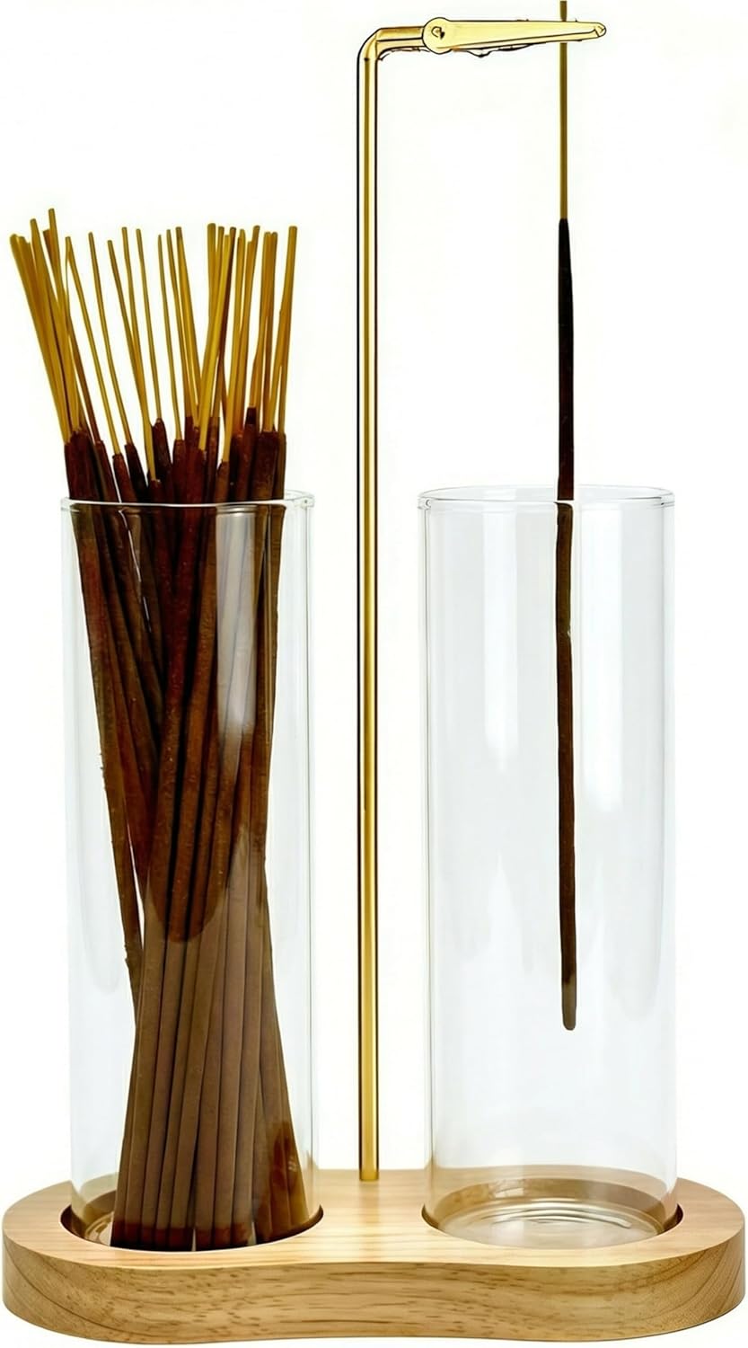 Glass Incense Holder, Incense Sticks Burner Holder with Storage
