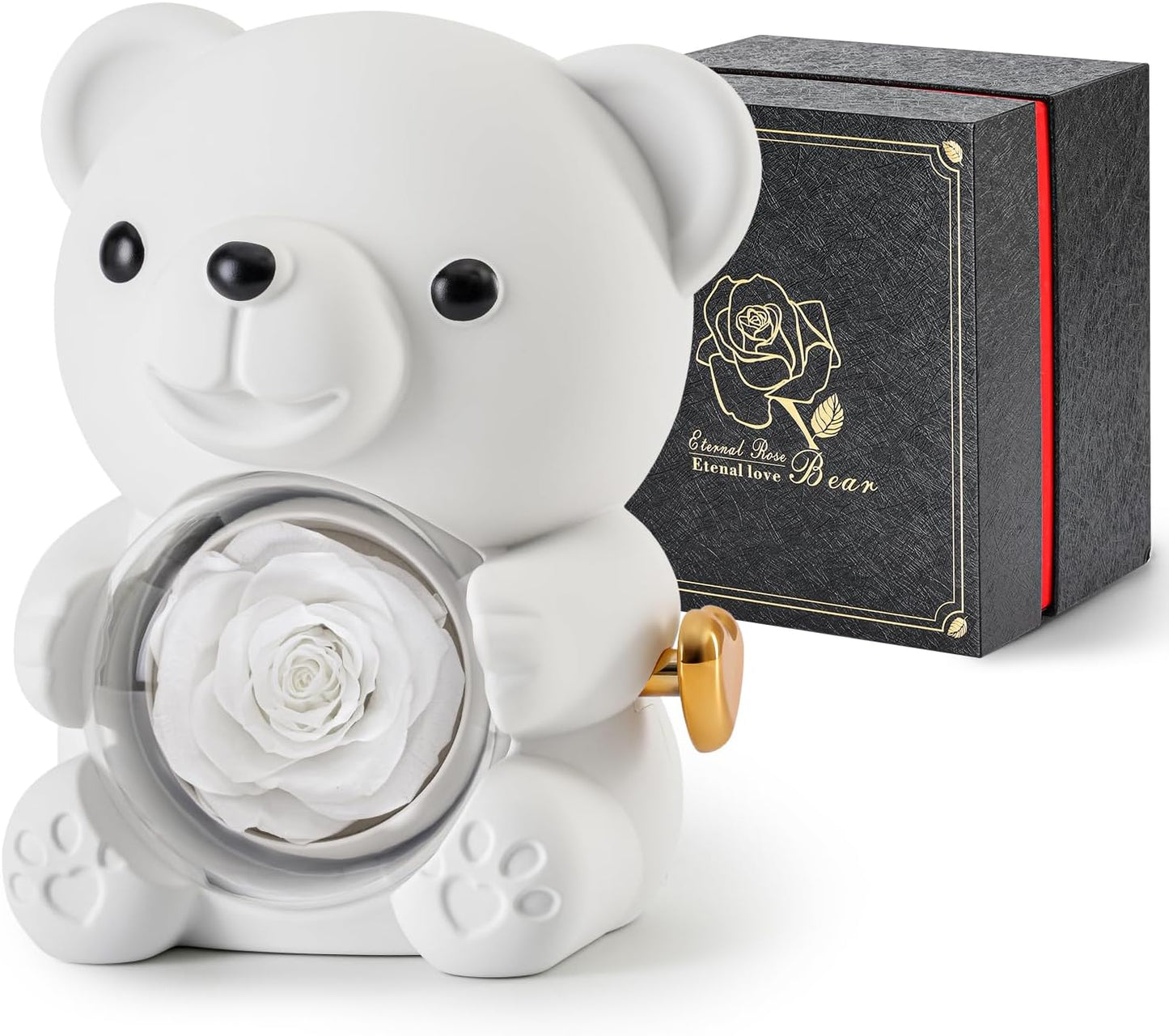 Cute Teddy Bear with Preserved Rose