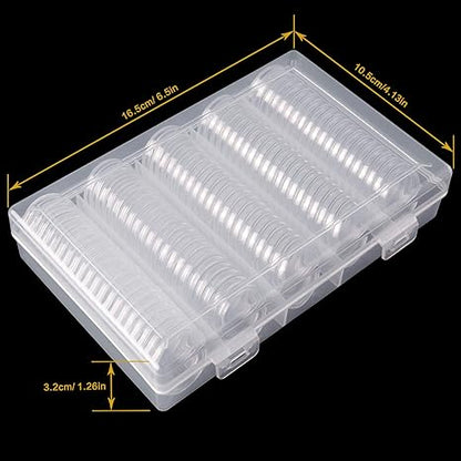 Coin Holders with Foam Gaskets – 5 Sizes (17/20/25/27/30mm) Coin Flips in Plastic Storage Case for Collectors