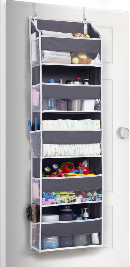 Over The Door Organizer Storage, 5 Shelf Hanging Door Organizer with 5 Large Capacity Pockets