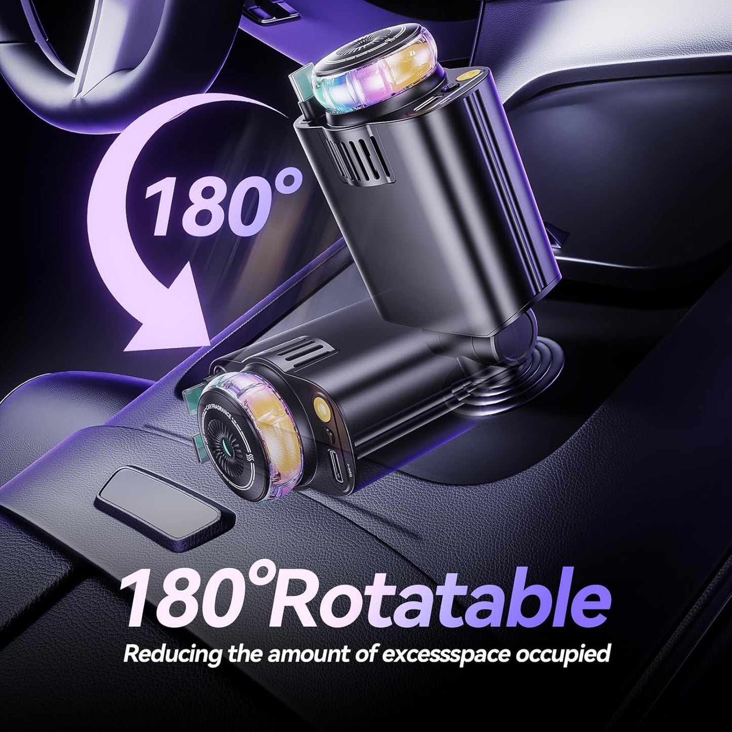 Retractable Car Charger with Starlight and Aromatherapy, 5 in 1 USB C Car Charger Adapter