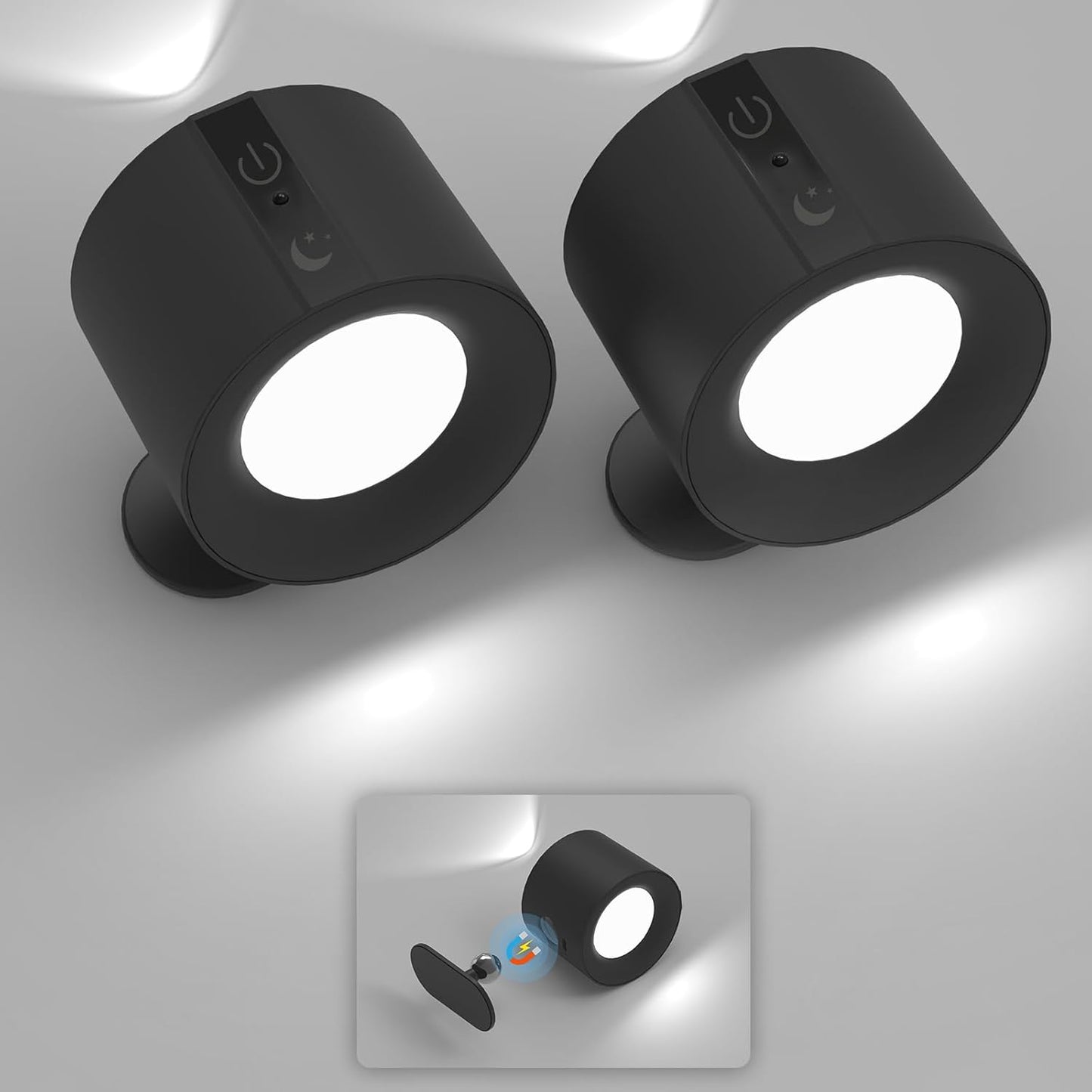 Rechargeable 360° Dual-Sided Touch Wall Lamp 2-Pack