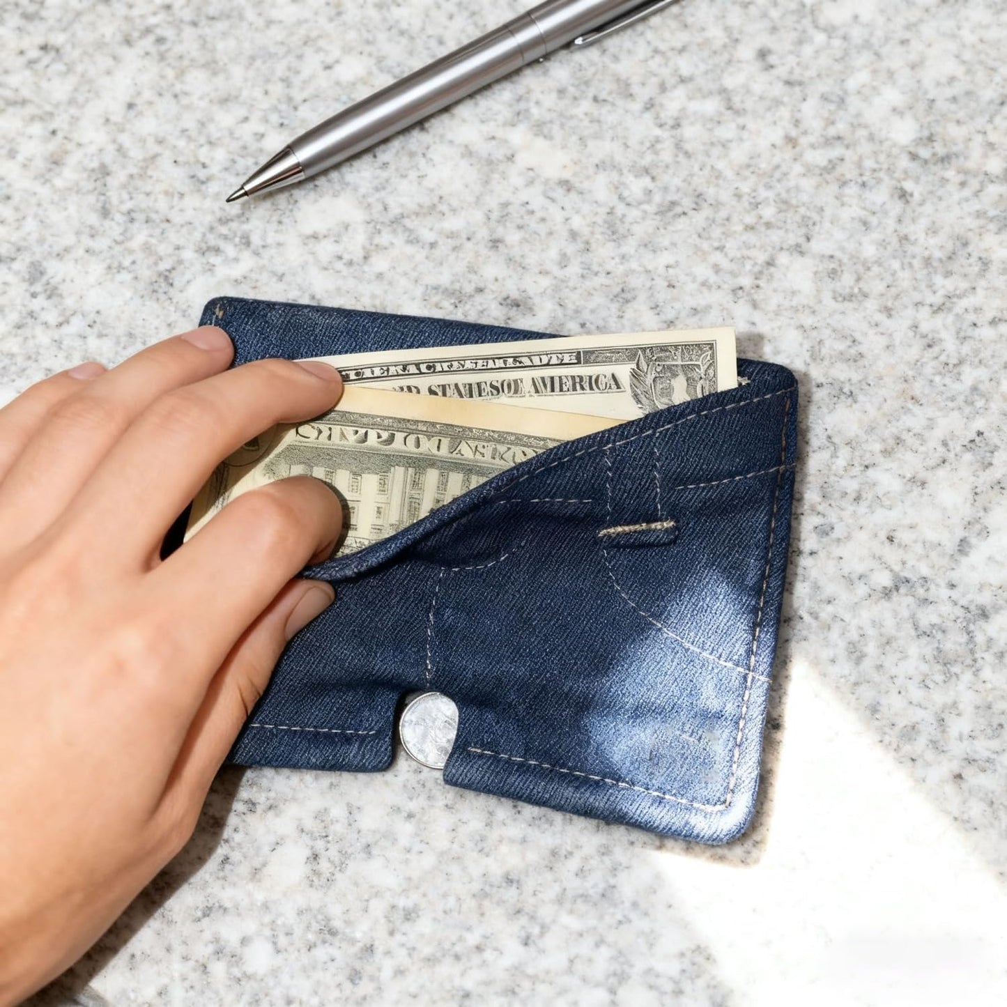 Pocket Pants Mini Jeans Wallet for  Slim Compact Bifold Card Holder, Portable Travel Purse for Cards, Cash, Keys (1pc)