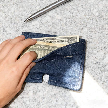 Pocket Pants Mini Jeans Wallet for  Slim Compact Bifold Card Holder, Portable Travel Purse for Cards, Cash, Keys (1pc)