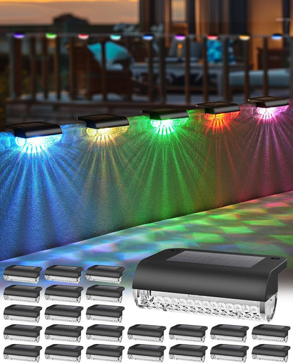 Solar Step Lights Led RGB Deck Lights Solar Fence Lights Waterproof for Outdoor Stairs, Step, Balcony, Patio