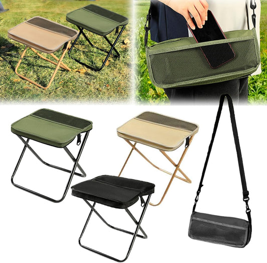 Portable Foldable Backpack Stool,Tiny Foldable Stool which can Turned Into a Satchel,Mountaineering and Hiking Portable Stools with Two Storage Pockets - Free Your Hands