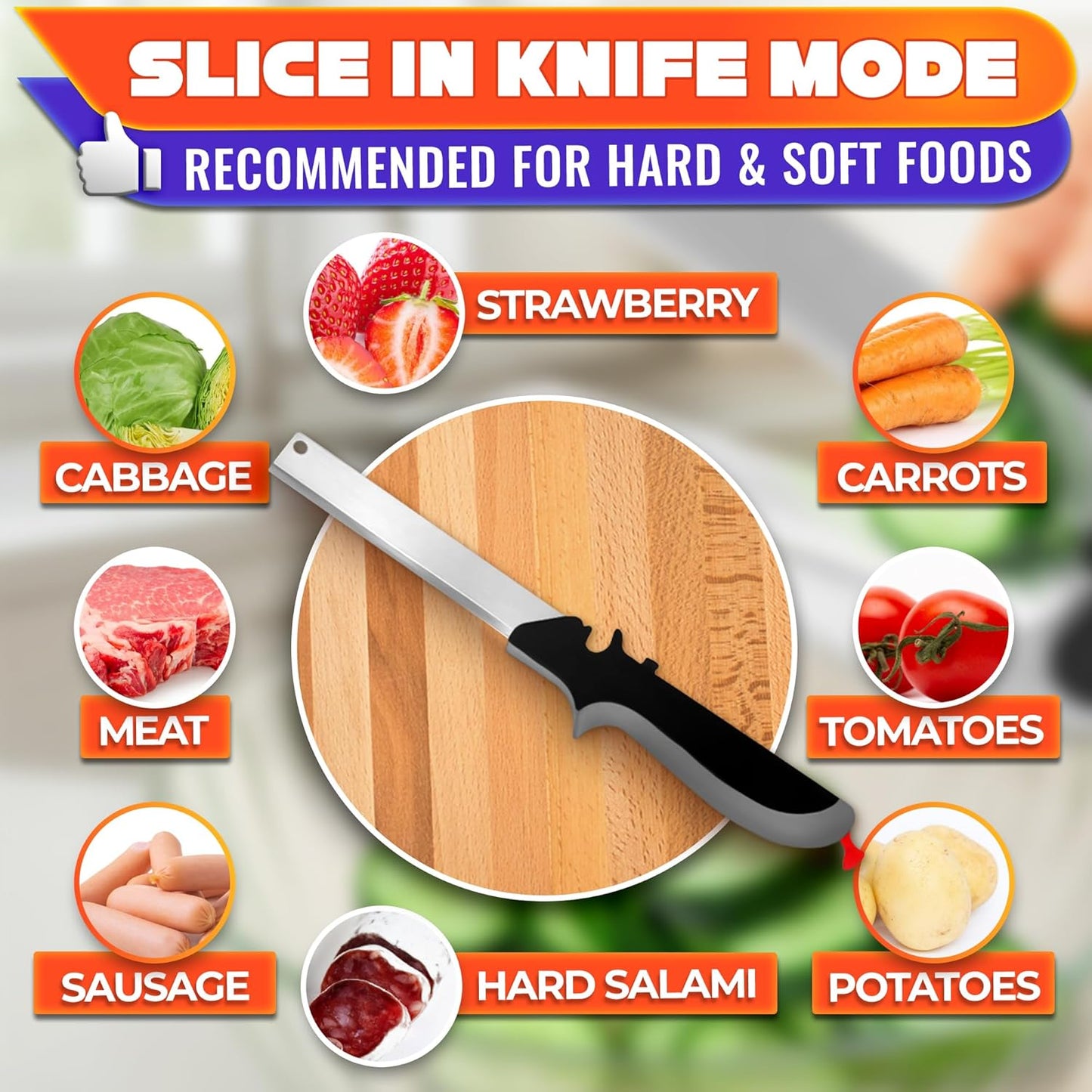 2 in 1 Kitchen Scissors for Food – Stainless Steel Blade & Plastic Cutting Board Scissors with Safety Lock |  Tomato Knife, Fruit & Vegetable Cutter – Easy-to-Use Kitchen Shears for Meat, Cheese