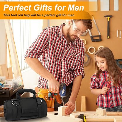 Tool Roll Bag, Small Roll Up Tool Bag with Detachable Pouches
