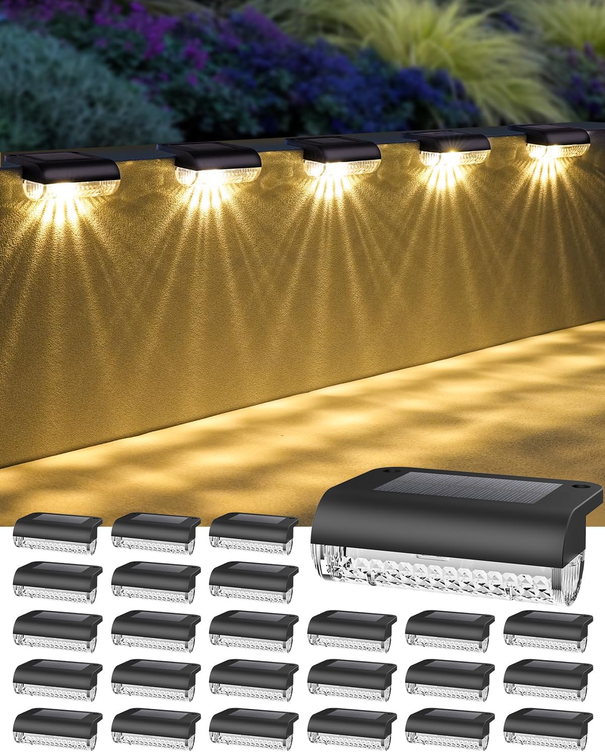 Solar Step Lights Led RGB Deck Lights Solar Fence Lights Waterproof for Outdoor Stairs, Step, Balcony, Patio