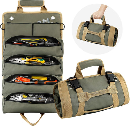 Tool Roll Bag, Small Roll Up Tool Bag with Detachable Pouches