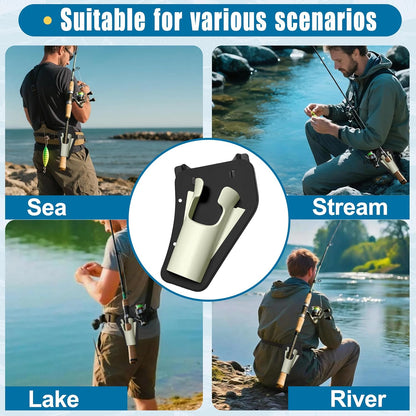 Sliding-In Fishing Rod Holder Waist Belt – Hands-Free Rod Holster for Fly Fishing & Shore Fishing, Quick Release, Durable Adjustable Belt Clip Rod Holder for Outdoor Anglers, Gift for Fisherman