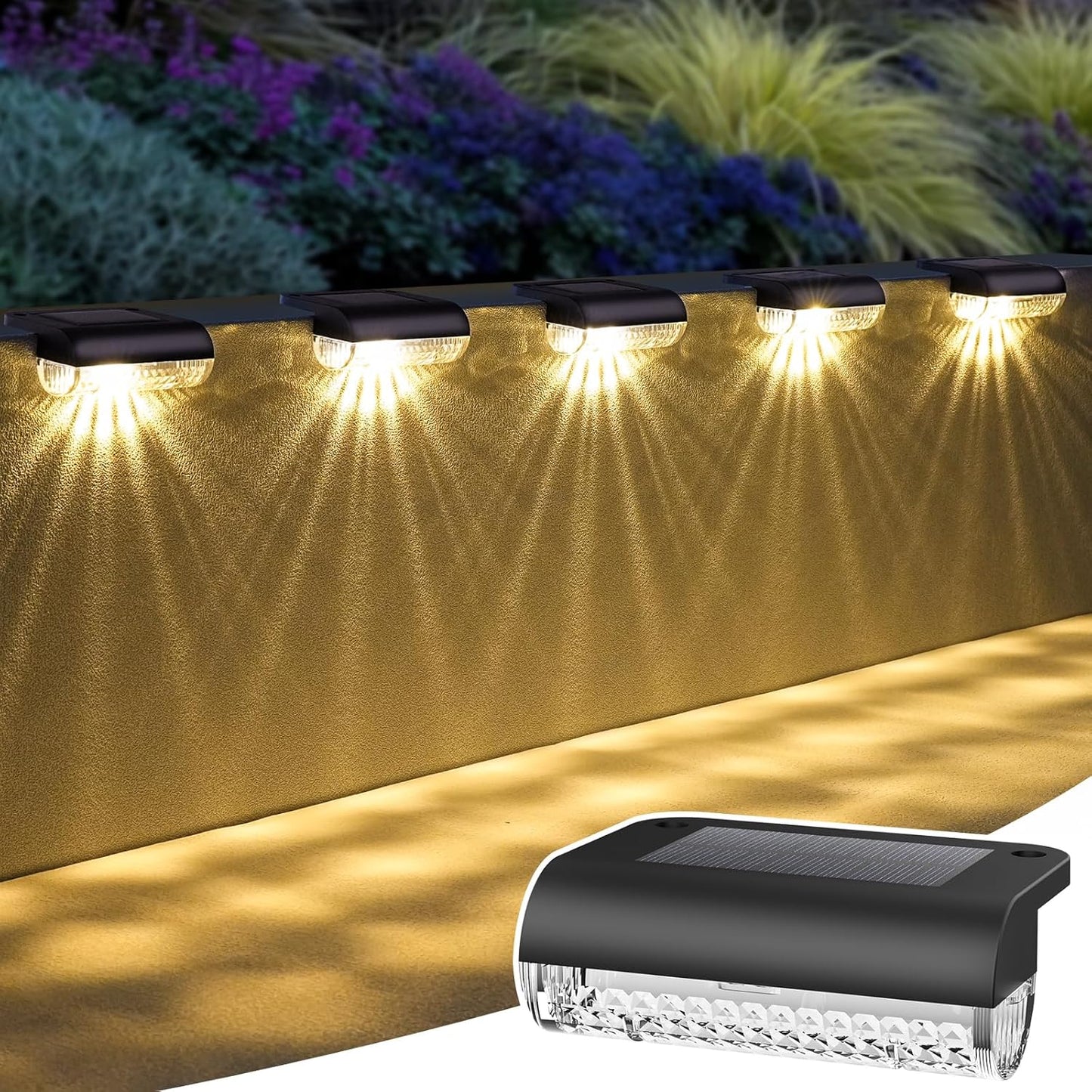 Solar Step Lights Led RGB Deck Lights Solar Fence Lights Waterproof for Outdoor Stairs, Step, Balcony, Patio