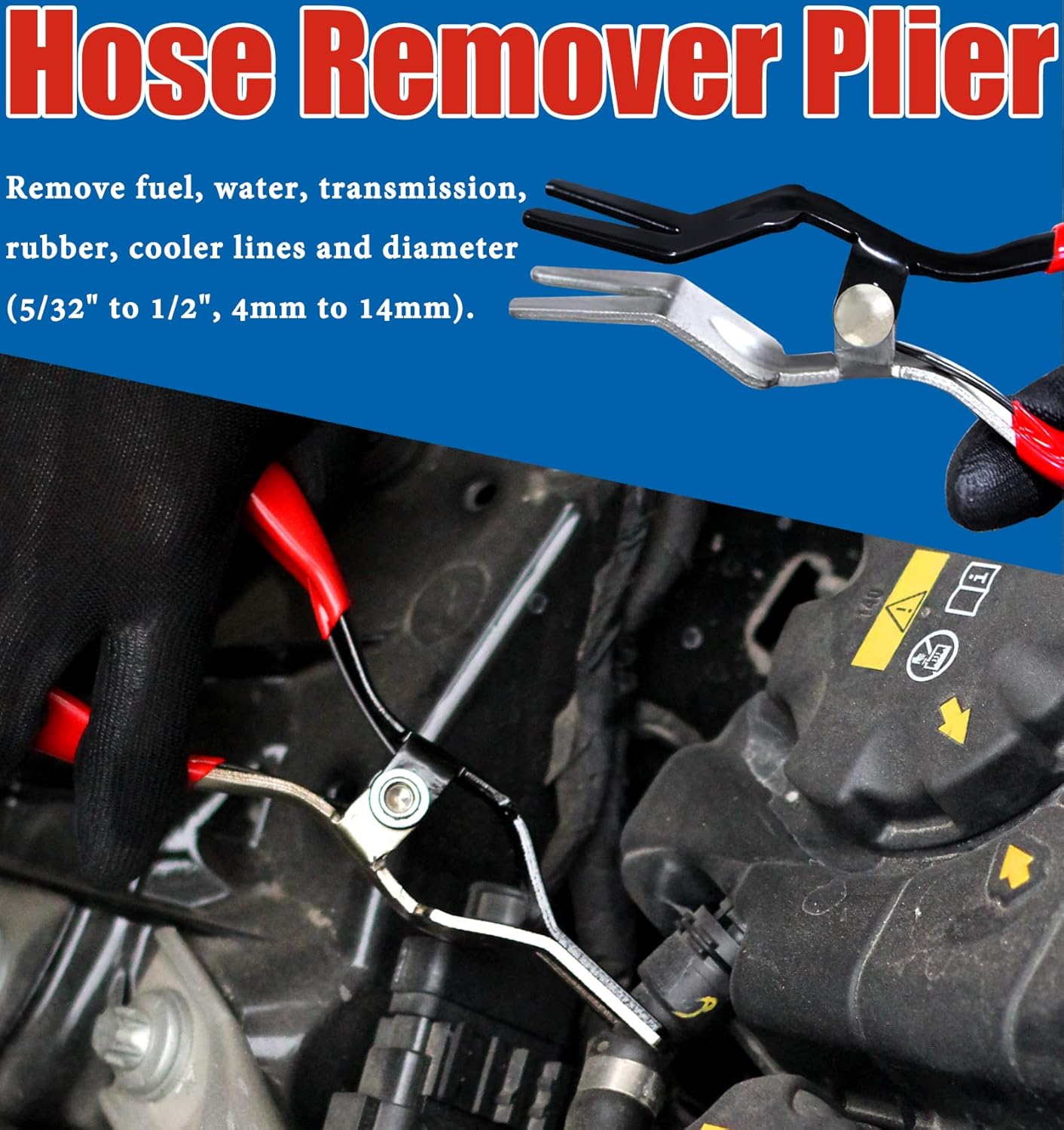 4-in-1 Fuel Line Disconnect Tool: Pliers Set with 80° Pliers, Hose Remover, 9" Fuel Filter Caliper for Auto Maintenance