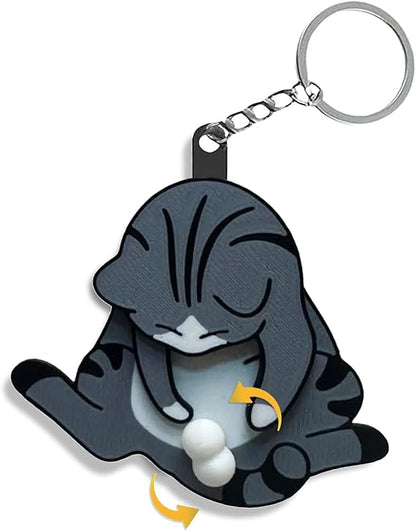 Mischief Cat Interactive Keychain Funny Wiggling Keychain with Rotating Cats Eggs Hilarious Gift for Cat Lovers
