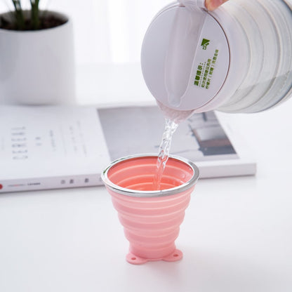 270ML Travel Cup Stainless Steel Silicone Retractable Folding Cups Outdoor Sport Telescopic Collapsible Coffee Tea Water