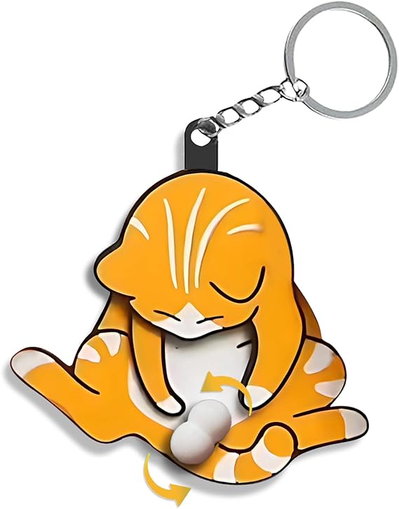 Mischief Cat Interactive Keychain Funny Wiggling Keychain with Rotating Cats Eggs Hilarious Gift for Cat Lovers