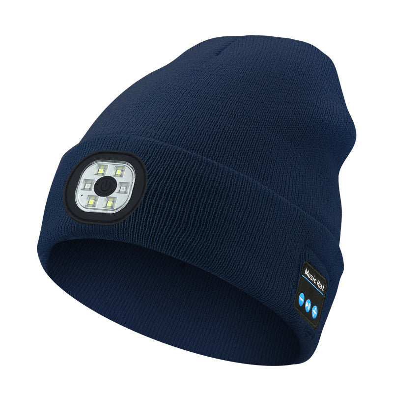 Wmcaps Bluetooth Beanie with a Light, Unisex USB Rechargeable 4 LED Fashlight Hat with Cordless Headphones, Unique Christmas Birthday Gifts for Men Him Husband Teen Black
