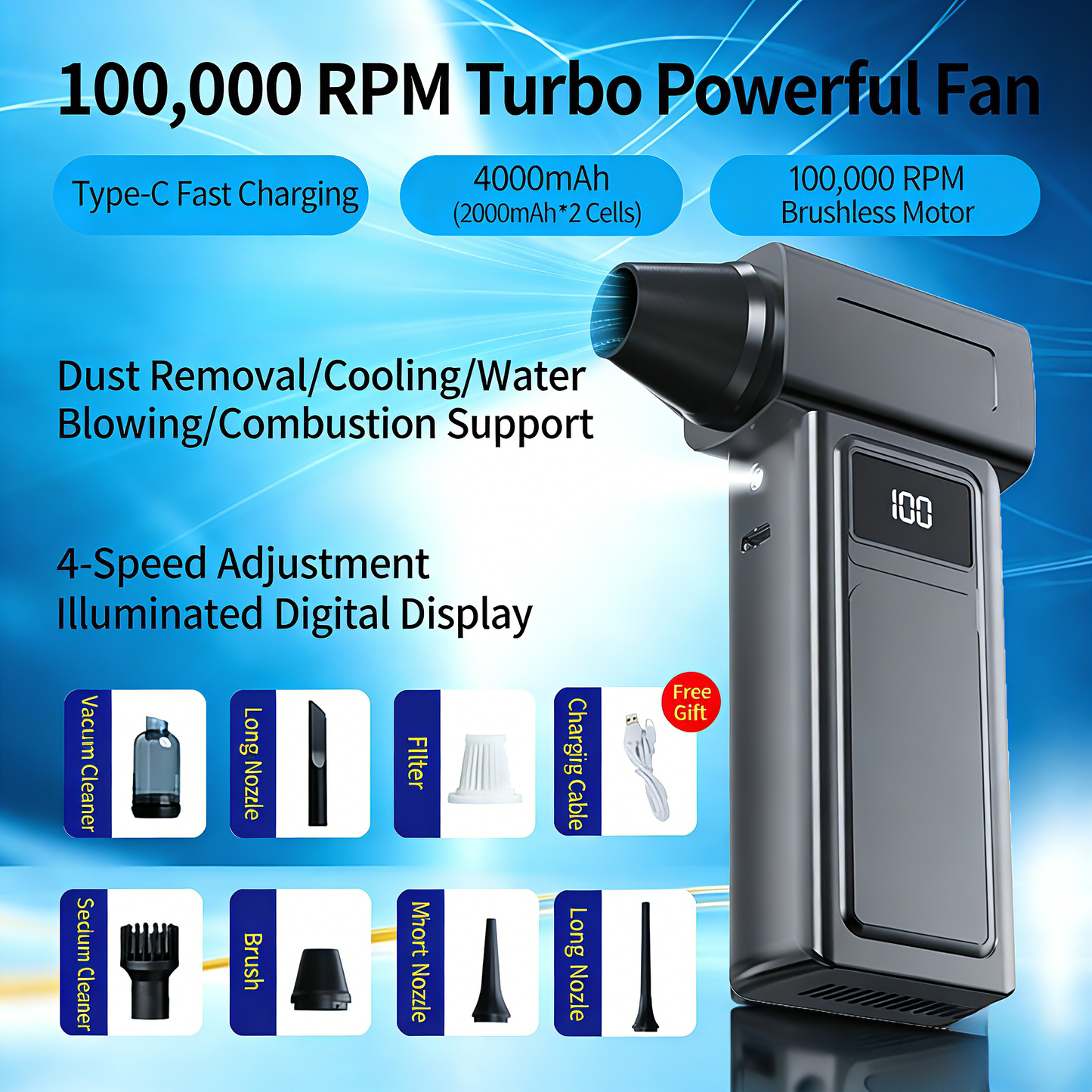 Air Blaster Pro: 4-in-1 Powerhouse for Snow, Pets, Fires & Debris