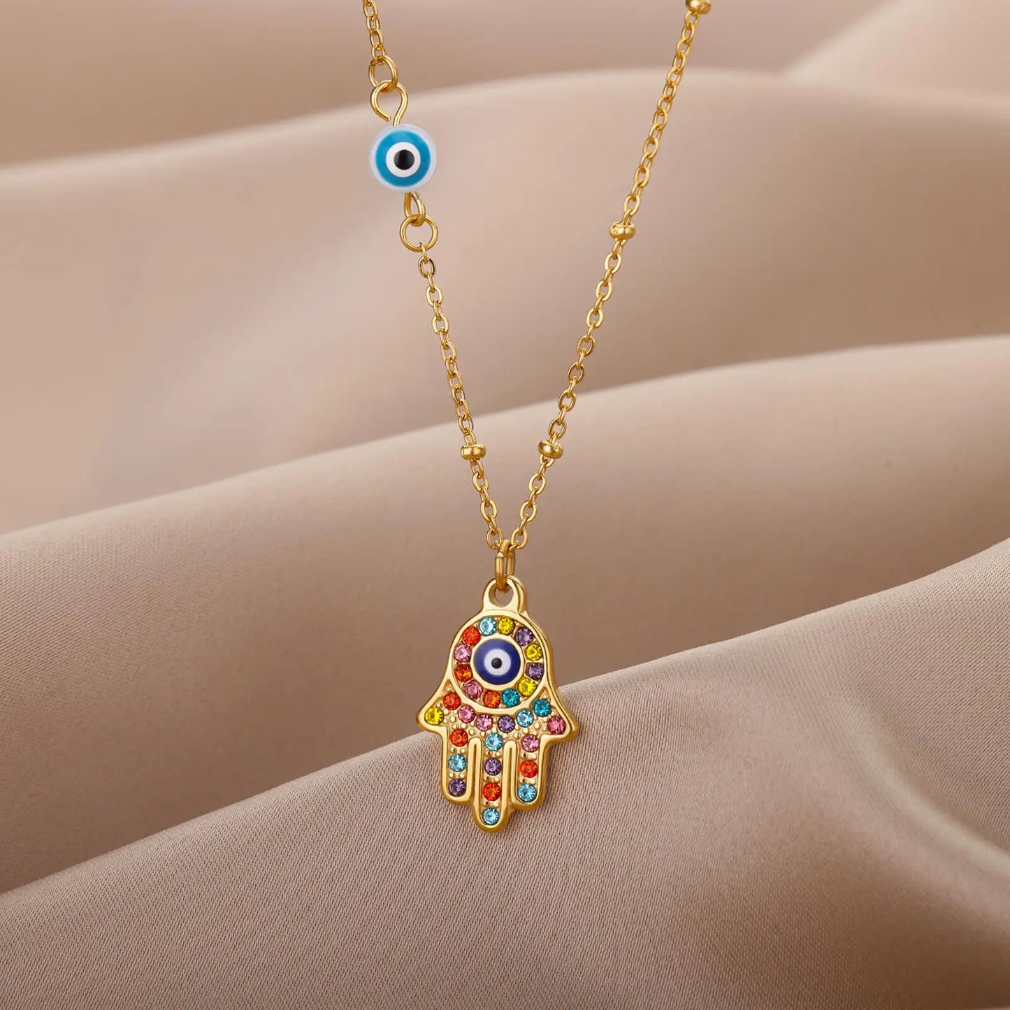 Turkish Hamsa Evil Eye Necklaces