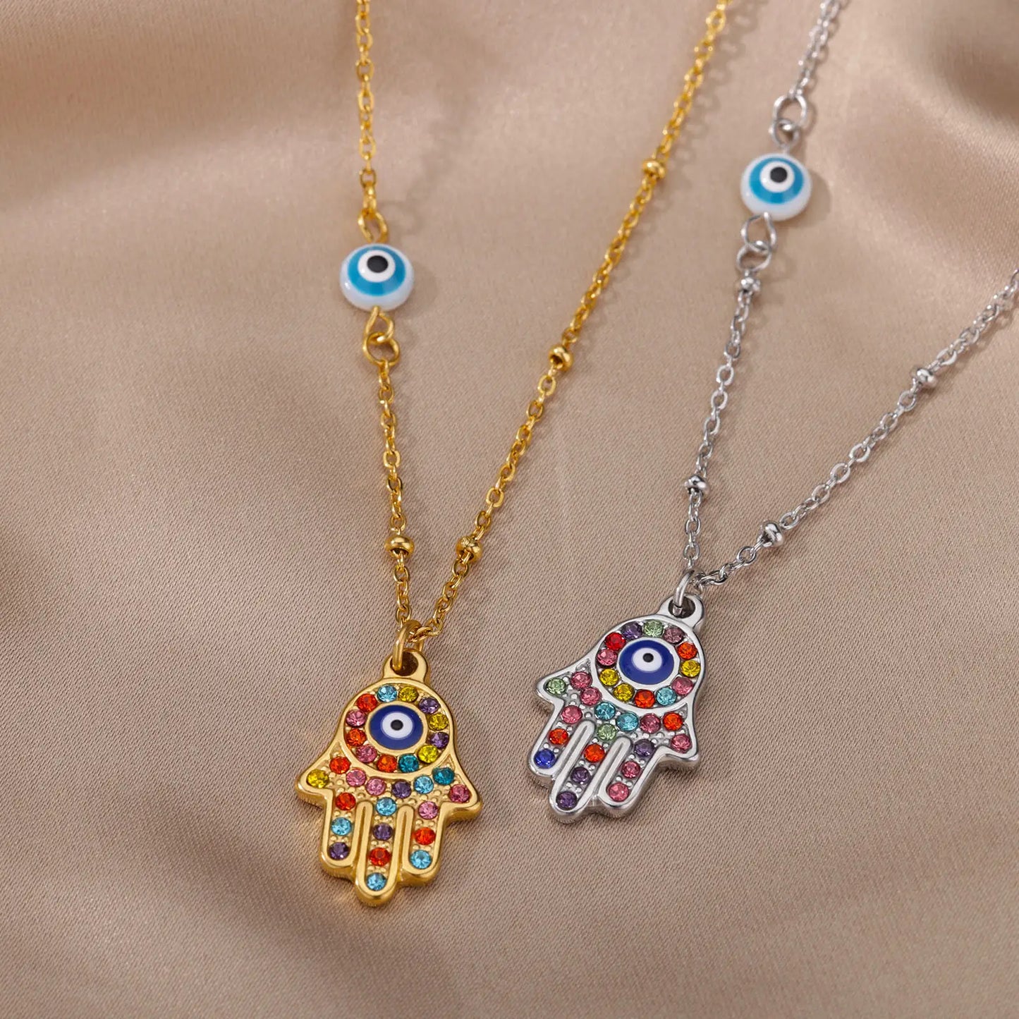 Turkish Hamsa Evil Eye Necklaces