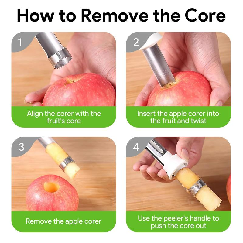 2-in-1 Apple Corer & Peeler 🍎🔪  Stainless Steel Fruit Tool , Must-Have Kitchen Gadget ✨
