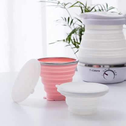 270ML Travel Cup Stainless Steel Silicone Retractable Folding Cups Outdoor Sport Telescopic Collapsible Coffee Tea Water