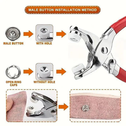 Metal Snap Buttons with Fastener Pliers Kit