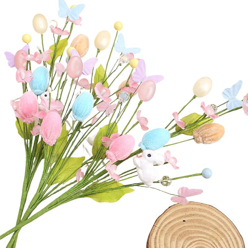 🐰🌸 Pink Easter Bunny Spray Vine Butterfly Easter Eggs & Berries Decorative Spring Floral Stems Twig Branches for Centerpiece, Wreath & Floral Arrangement 💐
