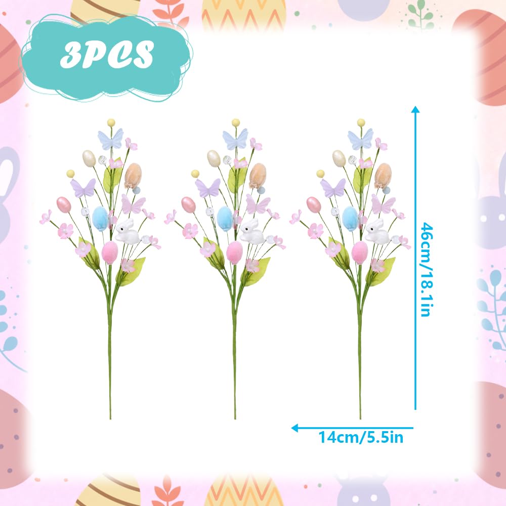 🐰🌸 Pink Easter Bunny Spray Vine Butterfly Easter Eggs & Berries Decorative Spring Floral Stems Twig Branches for Centerpiece, Wreath & Floral Arrangement 💐